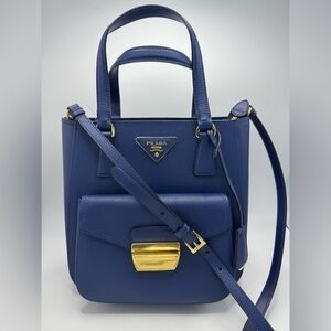 Prada Metropolis Saffiano Lux Leather Shoulder Bag Bruette NEW
